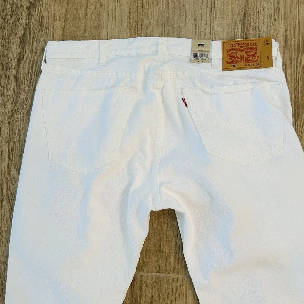 NWT Levi's 501 Original White  Denim Mens Jeans Size 40x34 New Button Fly